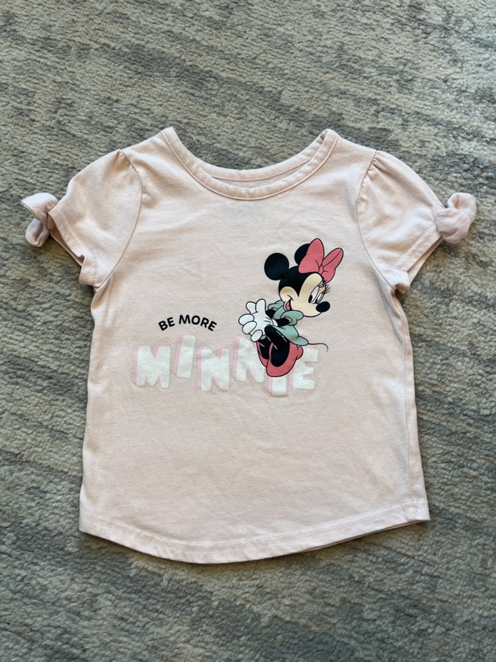 Disney Pink Minnie Mouse Tee with Knot Sleeves